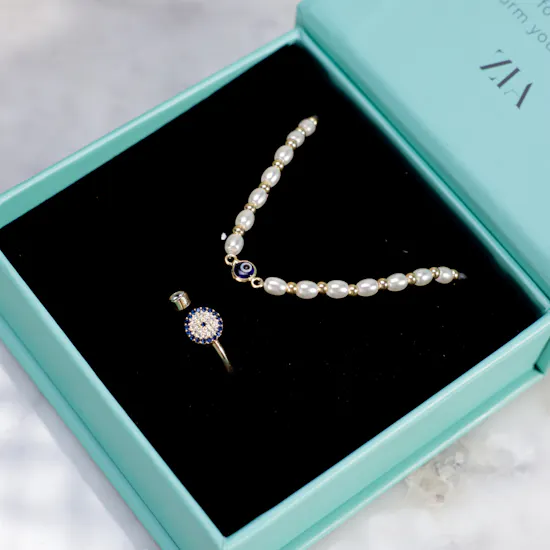 Zia Ring and Bracelet Evil Eye Set | Garden Flower Vase