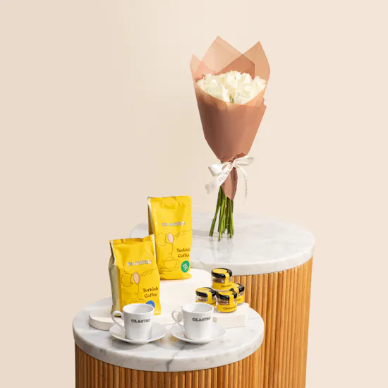 Cilantro Starter Turkish Coffee Kit | Endless Purity Roses Bouquet
