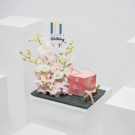 Feel Good Tea Cherry Blossom Tea Box | Birthday Blooms Tray