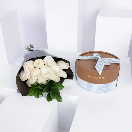 Hanoverian Chocolate Mix Brand Box | White Roses