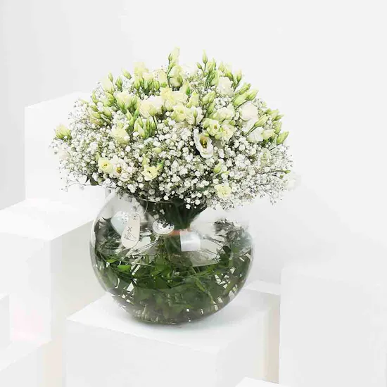 Eustoma Snows | Glass Vase