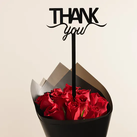 Nor Noyau Small Brown Bologna Chocolate Tray | Thank You Flower Bouquet