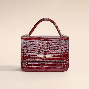 Rula Galayini Baby Vertigo Burgundy Croc-Print Women’s Bag