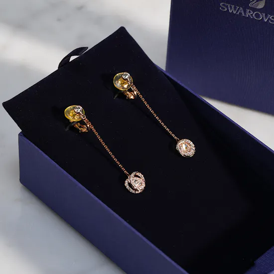 Swarovski Generation Rose Gold Tone Clip Earrings