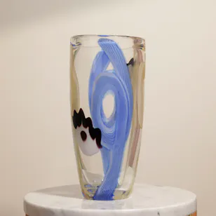 Belavida Murano Eye Sand Alula Vase | Shiny Blue Delphinium 