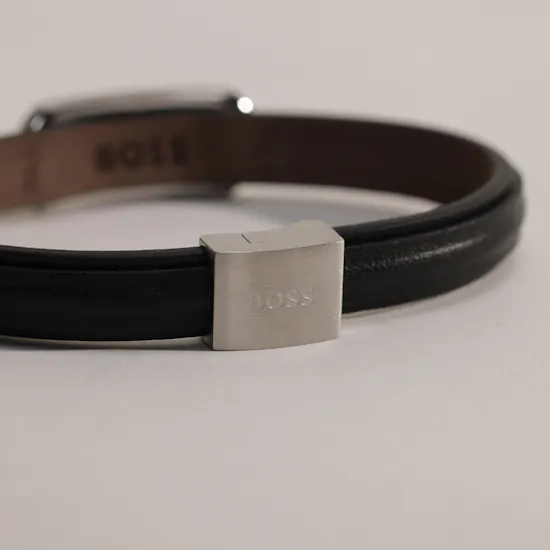 Hugo Boss Kode Black Leather Men's Wristband