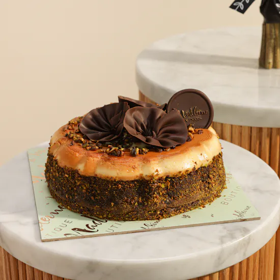Madeleine Chocolate Crème Brulee Cake | Blooming Flower Bouquet