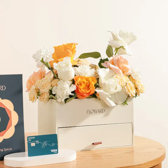 Floward 50 KWD Card | Chocolate and Soft Flower Box