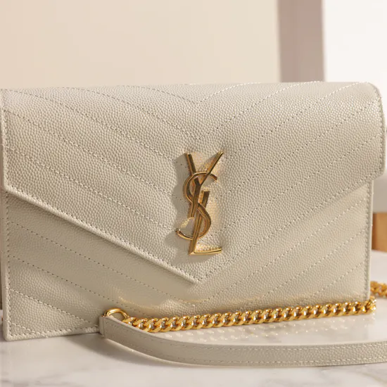 Saint Laurent Cassandre Women's Leather Small Wallet With Chain