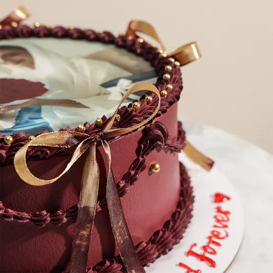 Mister Baker Personalized Maroon Photo Cake