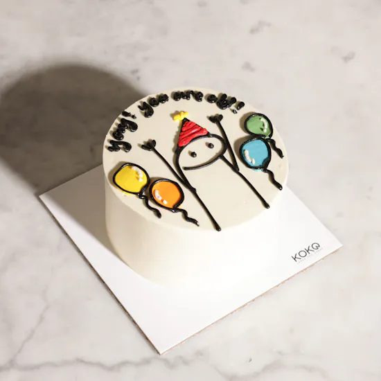 Koko Birthday Stickman Cake | Dreamy White Roses Bouquet