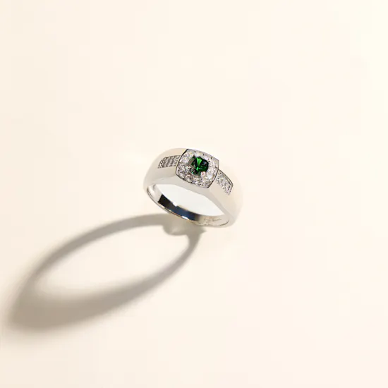 Floward Green Pavé Halo Ring | Size 11