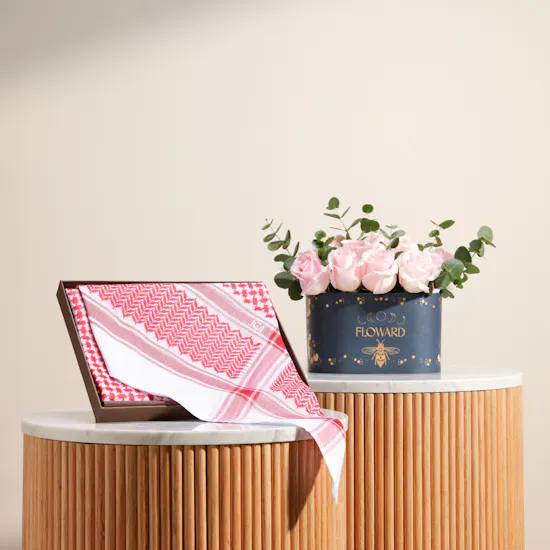Alshal Brouk Shemagh Size 58 | Soft Roses Box