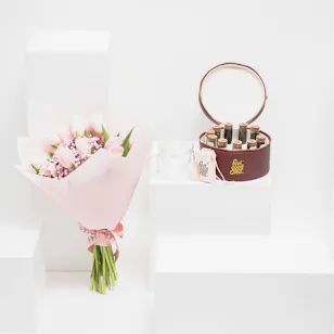 Feel Good Tea Burgundy Leather Tea Box | Pink Bouquet