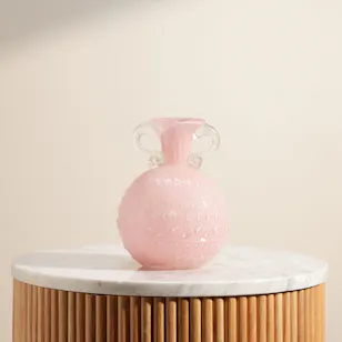 Flowerd Fenton Pink Glass Vase Flowerd Fenton Pink Glass Vase
