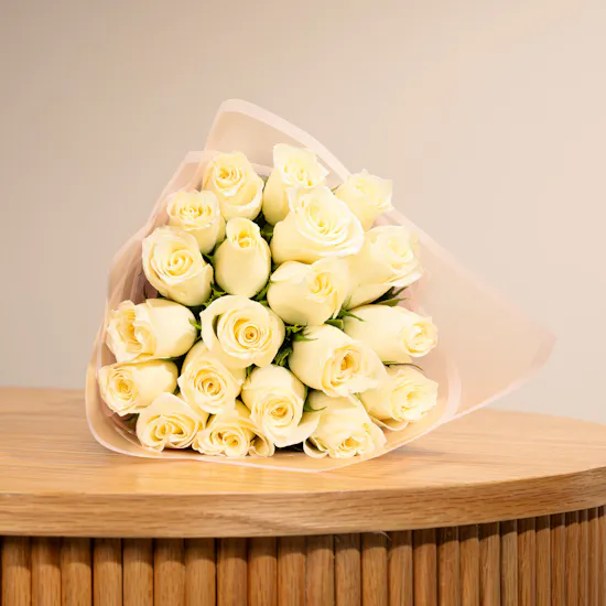 Whispering Snow Roses Bouquet