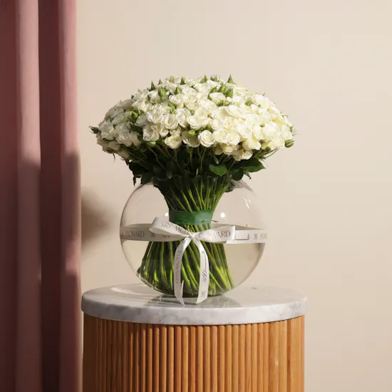 Angelic White Baby Rose Vase