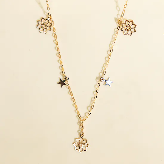 Miss L' Flower Chain Gold Necklace