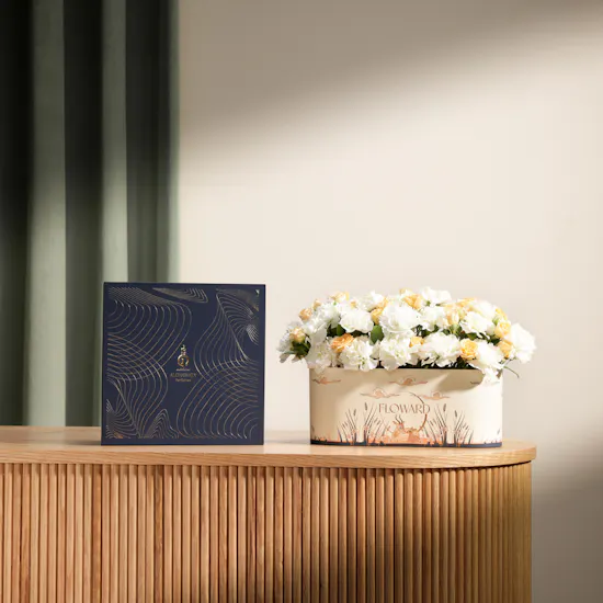 Alghawali Collection Oud and Bakhoor Set | Delicate Flower Box
