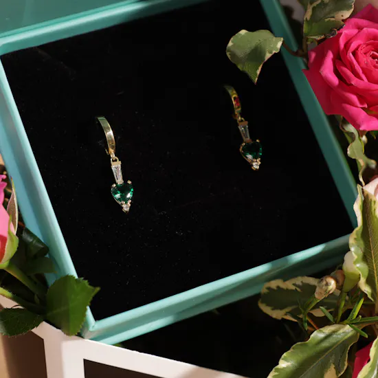 Zia Emerald CZ Earrings | Birthday Flowers