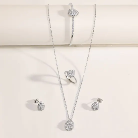 Alvira Teardrop Rhodium Plated Jewelry Set
