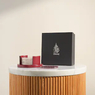Dimlaj Darza Acrylic Coasters With Holder Set