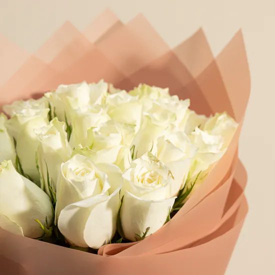 Pure White Rose Bouquet | 25 Flowers