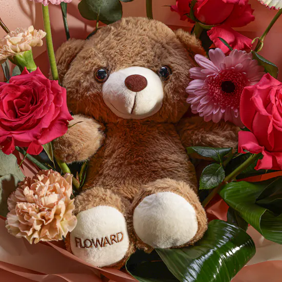 Floward Small Teddy Bear | Joyful Flowers Bouquet