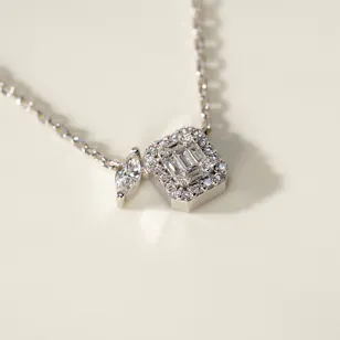 Gold Land Baguette Diamond Necklace