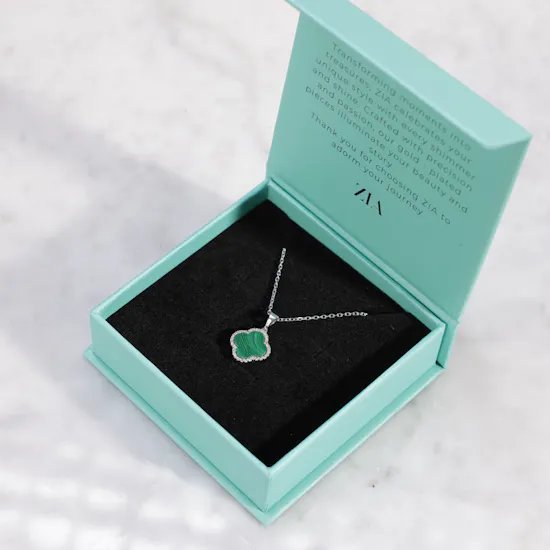 Zia Malachite Zircon Stone Charm Necklace | Birthday Flowers