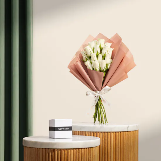 Calvin Klein Iconic Unisex Watch | Ivory Blossom Flower Bouquet