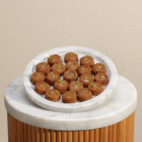 Mathaaq Date Basbousa with Butterscotch Plate