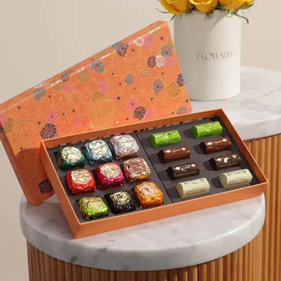 Venchi Murrine Orange Chocoviar and Ingots Chocolate Box | Shinny Flower Box