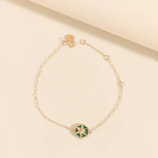 Midad Bahja Green Color Gold Bracelet