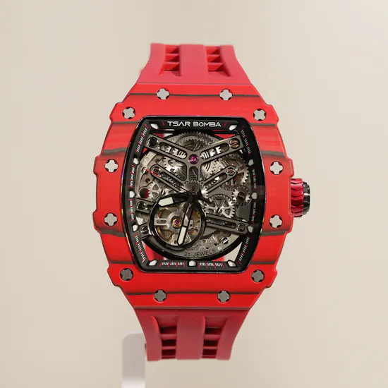 Tsar Bomba Elemental Automatic Bull Red Carbon Fiber Men's Watch