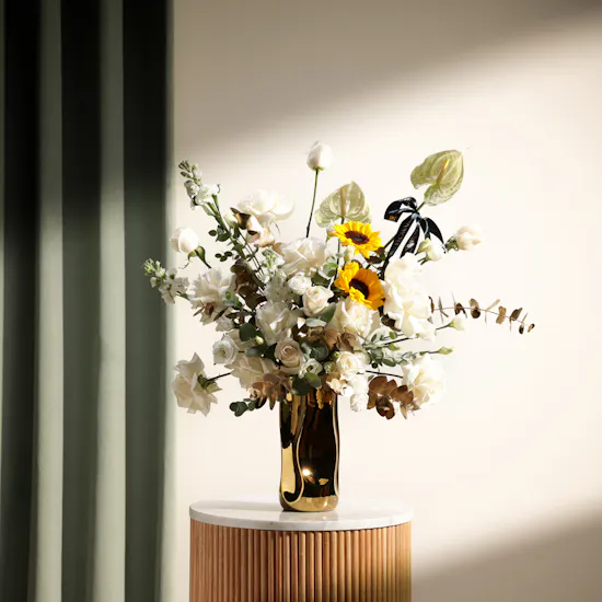 Sunlit Ivory Flowers Vase