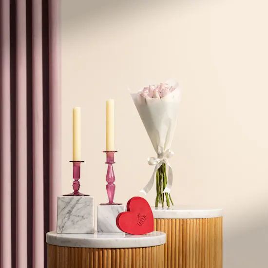 Candle Connection Candle Holder Set | Fleur Chocolate Box and Beauty Flowers Bouquet