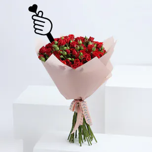 30 Red Baby Roses |Pink Wrap