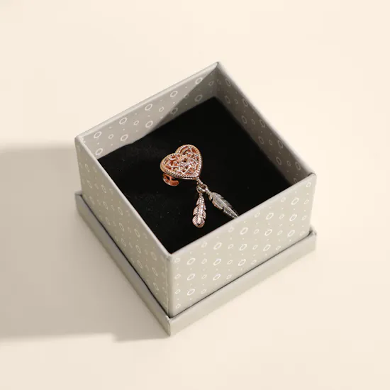 Pandora Openwork Heart and Two Feathers Dreamcatcher Charm