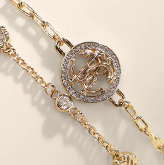 Roberto Cavalli Gold-Tone Double Layered Logo Bracelet