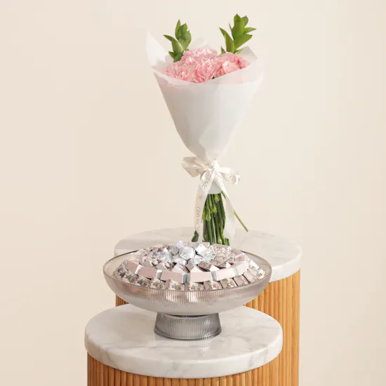 Anoosh Baby Gender Luxurious Chocolate Tray | Festive Flower Bouquet