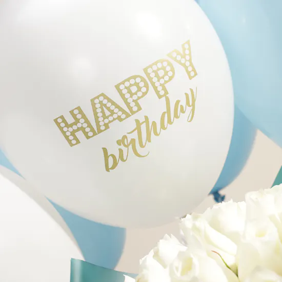 Chocolate Creations Chocolate Box | Flowers Bouquet and Happy Birthday Balloons