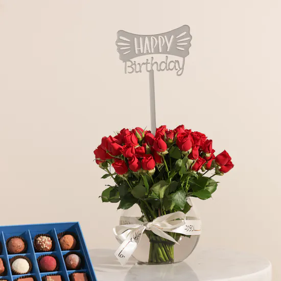 Sweetzerland Elegant Chocolate Box | Birthday Red Flowers