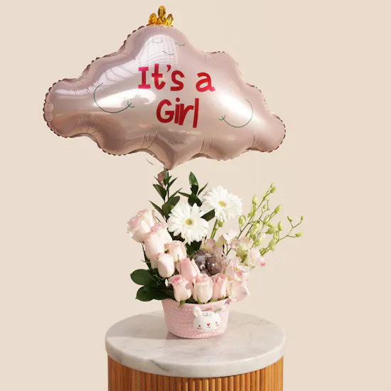 Floward Chocolates | Little Princess Balloon and Flower Basket