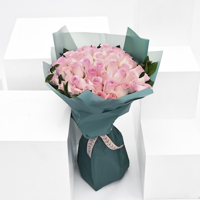 50 Light Pink Roses Bouquet by Lama Alakeel
