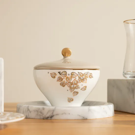 Otantik Lilac Tea and Arabic Coffee Ivory Set