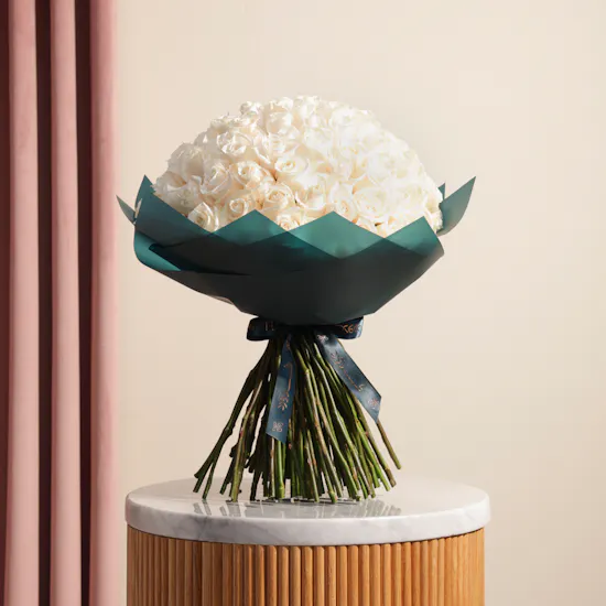 Elegant White | 100 Rose Bouquet