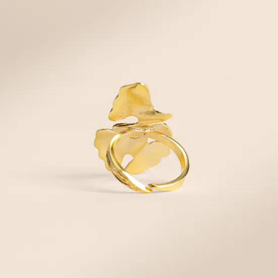 Lynyer Gold-plated Twisted Flora Petal Ring