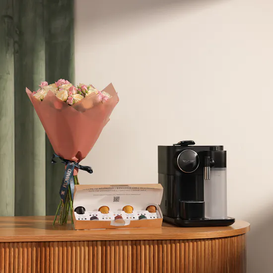 Nespresso Gran Lattissima Black Coffee with Capsules Machine | Soft Petals of Love Bouquet