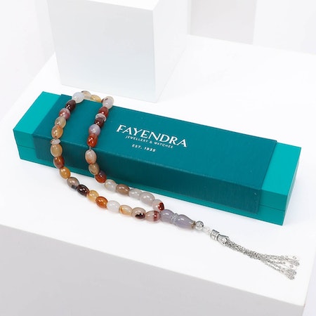 سبحة عقيق يمني ملون من فياندرا